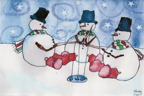 Postcard- Snow Ice Fishing