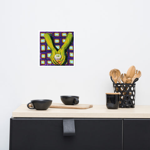 Basic Print-Square 4- Green Hands and Glass