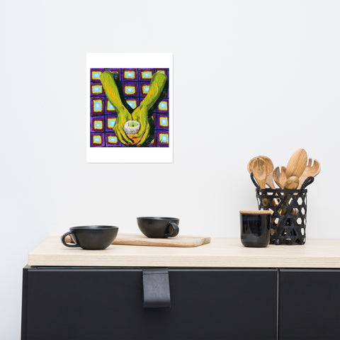 Basic Print-Square 4- Green Hands and Glass