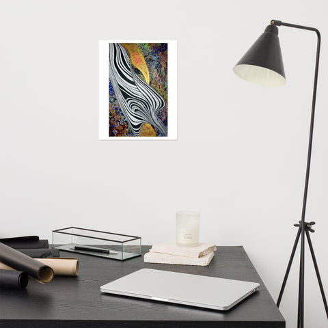 Basic Print- Abstract- Rainbow with Black & White