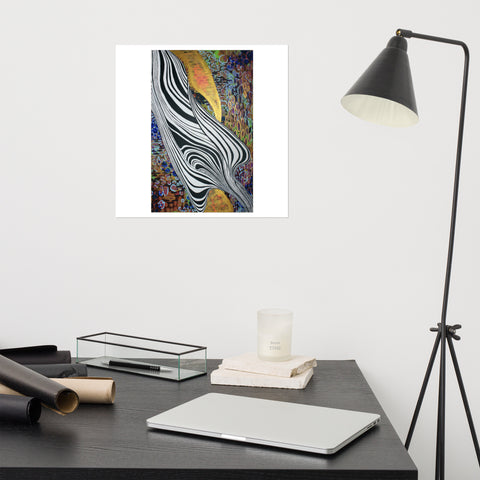 Basic Print- Abstract- Rainbow with Black & White