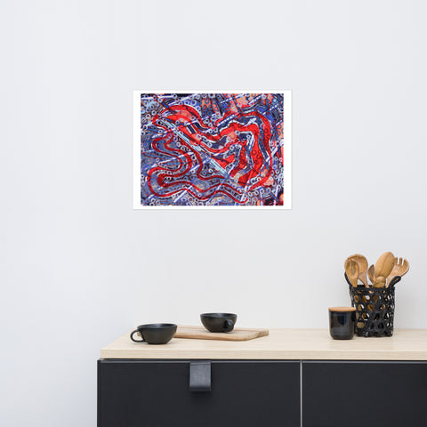 Basic Print- Abstract-Orange & Blue