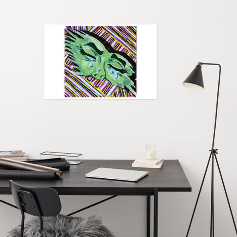 Basic Print-Sqaure 6- Green Face Crying