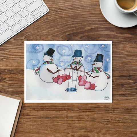 Greeting card- Snow Ice Fishing