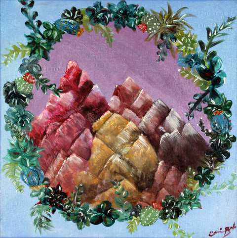 Mountains with Plant Framing