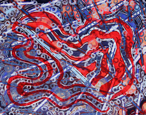 Basic Print- Abstract-Orange & Blue