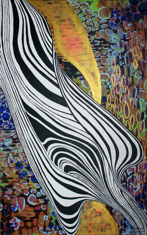 Basic Print- Abstract- Rainbow with Black & White