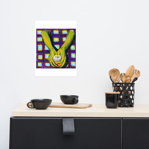 Basic Print-Square 4- Green Hands and Glass