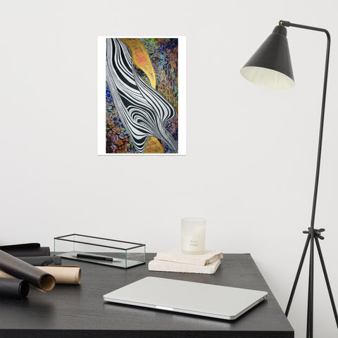 Basic Print- Abstract- Rainbow with Black & White