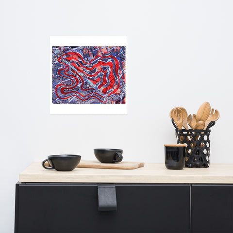 Basic Print- Abstract-Orange & Blue