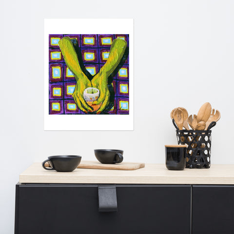 Basic Print-Square 4- Green Hands and Glass