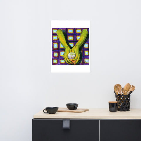 Basic Print-Square 4- Green Hands and Glass