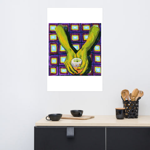 Basic Print-Square 4- Green Hands and Glass