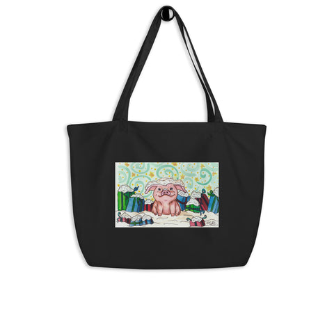 LARGE tote bag- Pig and Gifts