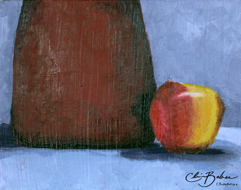 Red Vase and Apple
